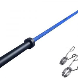 Blue Stainless Steel Olympic Barbell with Rotating Sleeves